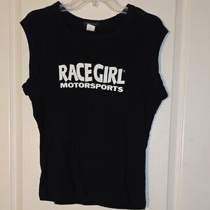 Black Short Sleeve Tee Racegirl In Glitter Letters